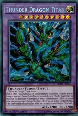 SOFU-EN036 THUNDER DRAGON TITAN SECRET RARE 1ST EDITION YuGiOh CARD - Image 1