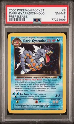 Pokemon 2000 Wotc Team Rocket Dark Gyarados Prerelease Holo Promo PSA 8 - Image 1