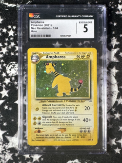 ⚡✨ 2001 Pokemon Neo Revelation Ampharos Holo 1/64 CGC 5 - Fresh Slab - Image 1