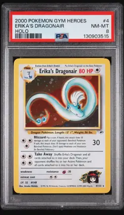 2000 POKEMON GYM HEROES #4/132 ERIKA'S DRAGONAIR HOLO PSA 8 NM-MT - Image 1