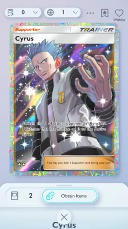 Cyrus Full Art Space-Time Smackdown Pokemon TCG Pocket Trade 2 Star ?? (English) - Image 1