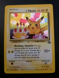 Pokemon WOTC Birthday Pikachu Black Star Promo 24 Holo Near Mint - Image 1