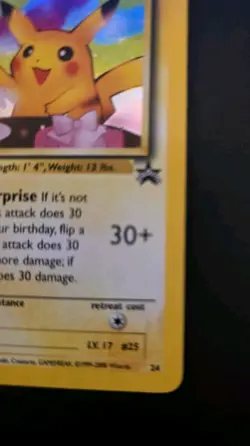 Pokemon WOTC Birthday Pikachu Black Star Promo 24 Holo Near Mint - Image 5