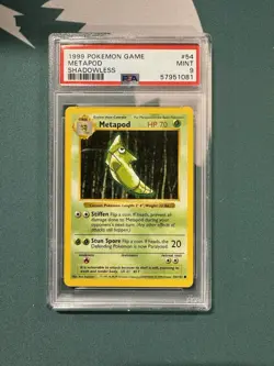 1999 Pokemon TCG Base Set Shadowless Metapod #54/102 PSA 9 MINT - Image 1