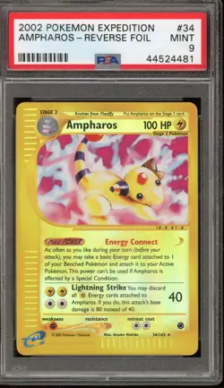 Pokemon Ampharos Expedition Reverse Holo Rare #34 PSA 9 Mint - Image 1