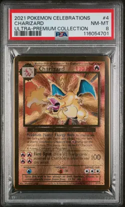 Charizard Gold Metal Card - 4/102 - Celebrations UPC Promo Pokemon Card - PSA 8 - Image 1
