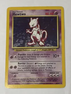💥 Pokemon TCG Mewtwo Base Set Holo Foil Rare Card 10/102 Vintage Card 1999 - Image 1