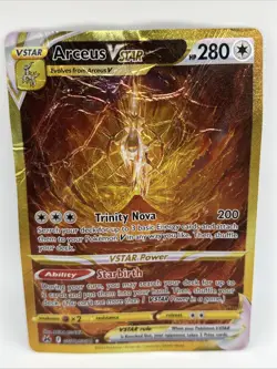 Arceus VSTAR GG70/GG70 Crown Zenith Secret Rare Gold Pokemon TCG Card Damaged - Image 1