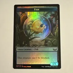 MTG FOIL {Fish Token} {Spirit Token} - Streets of New Capenna Double Sided - Image 1