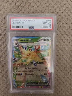 PSA 10 2025 POKEMON PRISMATIC EVOLUTIONS LEAFEON EX #006/131 - Image 1