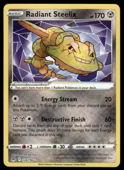Pokemon TCG SWSH11: Lost Origin #124/196 Radiant Steelix NM - Image 1