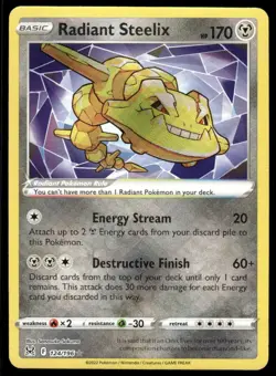 Pokemon TCG SWSH11: Lost Origin #124/196 Radiant Steelix NM - Image 1