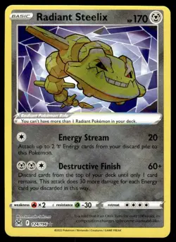 Pokemon TCG SWSH11: Lost Origin #124/196 Radiant Steelix NM - Image 1