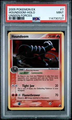 2005 POKEMON EX UNSEEN FORCES #7 HOUNDOOM-HOLO PSA 9 - Image 1