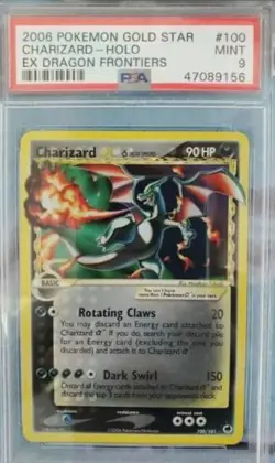 2006 POKEMON EX DRAGON FRONTIERS #100 CHARIZARD-HOLO GOLD STAR PSA MINT 9 - Image 1