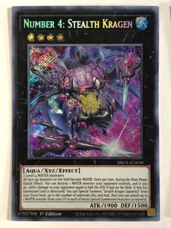 Yugioh! TCG Secret Rare 1st Edition Number 4 Stealth Kragen BROL-EN030 NM - Image 1