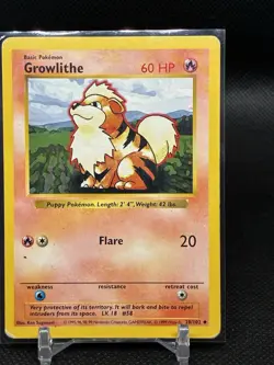 Pokemon TCG Growlithe Base Set Shadowless Card 28/102 WOTC Vintage MP - Image 1