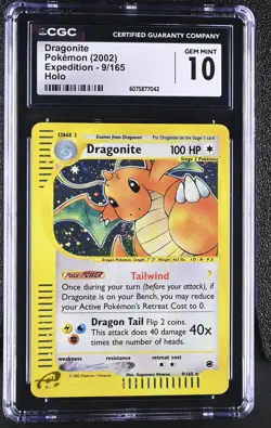 CGC 10 GEM MINT Dragonite 2002 Expedition 9/165 Holo Pokemon Card - Image 1