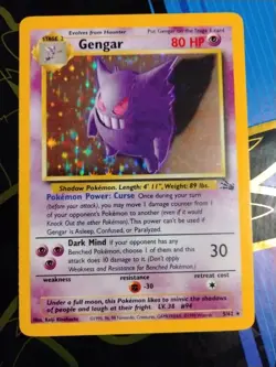 Pokemon TCG Gengar Fossil Holo Card 5/62 Unlimited Rare, LP Vintage - Image 1