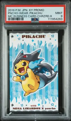 2016 POKEMON JPN STRONG CUTE PIKACHU MEGA CAMPAIGN BUSINESS CARDS PIKACHU PSA 9 - Image 1