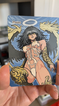 Magic MTG Altered Painted Plains Angel Anime Girl by white_alters - Image 2