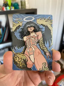 Magic MTG Altered Painted Plains Angel Anime Girl by white_alters - Image 4