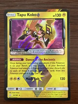 Pokemon TCG Tapu Koko 51/181 Rare Holo Sun & Moon Team Up - Image 1