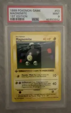 1999 Pokemon Base Set 1st Edition Regular Magnemite 53/102 PSA 9 - Image 1