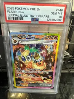 Pokemon Flareon EX 2025 Pre-EN 146/131 Special Illustration Rare PSA 10 - Image 1