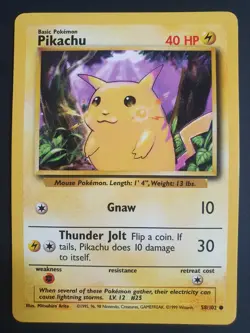 Pikachu 58/102 - Base Set 1 - Pokemon Card - Excellent Condition - Image 1