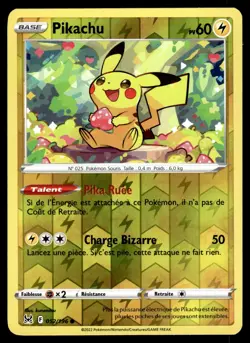 Carte Pokemon Reverse PIKACHU 052/196 Origine Perdue NM FR - Image 1