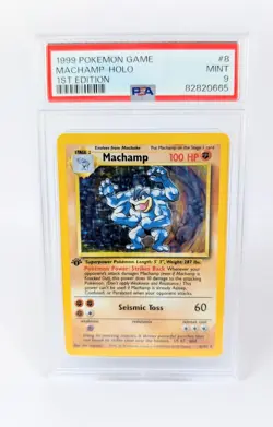 1999 Pokemon Base Set 008/102 Machamp 1st Edition Holo Rare PSA 9 Mint - Image 1