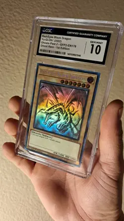 YU-GI-OH 2022 RED-EYES BLACK DRAGON GFP2-EN176 GHOST RARE CGC 10 GEM MINT - Image 1