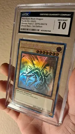 YU-GI-OH 2022 RED-EYES BLACK DRAGON GFP2-EN176 GHOST RARE CGC 10 GEM MINT - Image 2