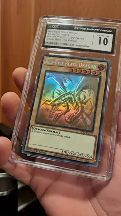 YU-GI-OH 2022 RED-EYES BLACK DRAGON GFP2-EN176 GHOST RARE CGC 10 GEM MINT - Image 4