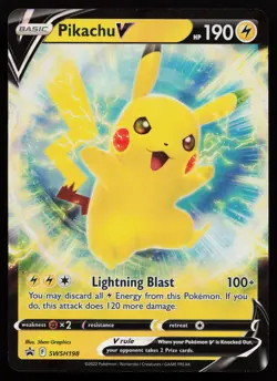 Pikachu V SWSH198 Promo SWSH: Sword & Shield Promo Cards Pokemon Card - Image 1