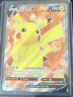 Pokemon TCG Brilliant Stars Pikachu v Full Art Card 157/172 NM Condition - Image 1
