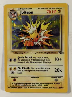 1999 Non-Holo Pokemon Jolteon 20/64 Jungle Rare Pokemon Card LP - Image 1
