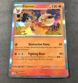 Pokemon 151 Flareon Holo Rare Card 136/165 NM - Image 1