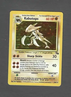 Pokemon Kabutops Card 9/62 Fossil Unlimited Holo Rare Vintage - Image 1