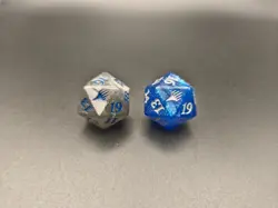 Two MTG d20 Spindown Life Counter Die Duel Decks Anthology Planeswalker Symbol - Image 1