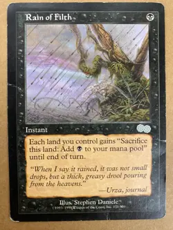 MTG 1x Rain of Filth # 151 Urza's Saga Magic the Gathering Card x1 DAMAGED - Image 1