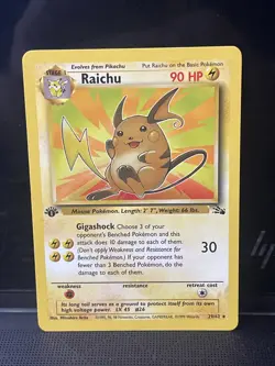 Raichu 29/62 Fossil 1st Edition Non Holo Rare Pokemon TCG LP/MP WIZARDS NINTENDO - Image 1