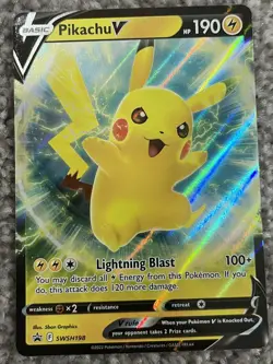 Pokemon TCG Pikachu V SWSH Black Star Promos SWSH198 Holo Promo - Image 1