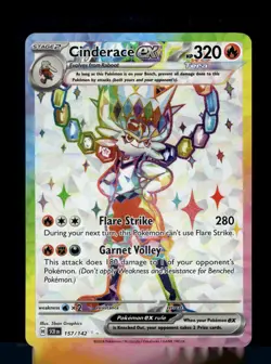 Cinderace ex - Ultra Rare Fire Holo SV07: Stellar Crown #157/142 [NM] Pokemon TC - Image 1