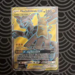 Pikachu & Zekrom GX 162/181 Pokemon Sun & Moon Team Up Full Art Tag Team LP - Image 1