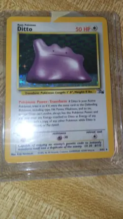 Pokemon TCG Ditto 3/62 Fossil Unlimited Holo Rare, LP/MP Condition - Image 1