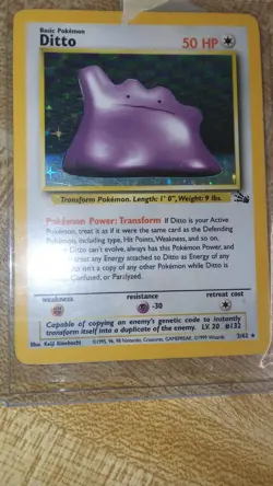 Pokemon TCG Ditto 3/62 Fossil Unlimited Holo Rare, LP/MP Condition - Image 2