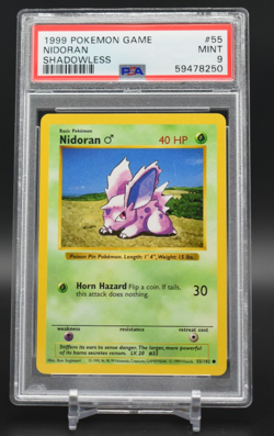 1999 Pokemon TCG Shadowless Base Set Nidoran 55/102 PSA 9 - Image 1