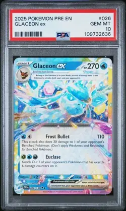 2025 POKEMON PRE EN-PRISMATIC EVOLUTIONS #026 GLACEON EX PSA 10 - Image 1